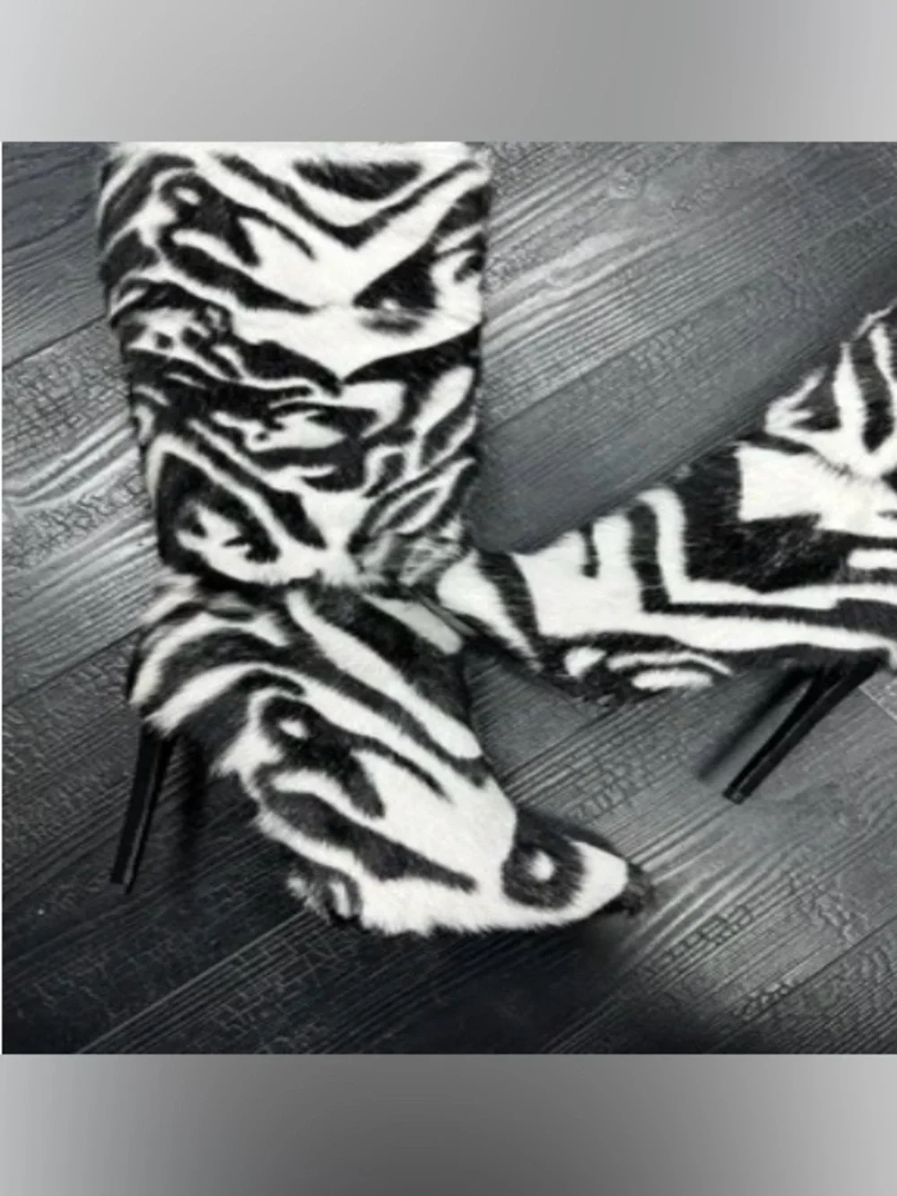 Jennifer Le Fur Zebra print Boots